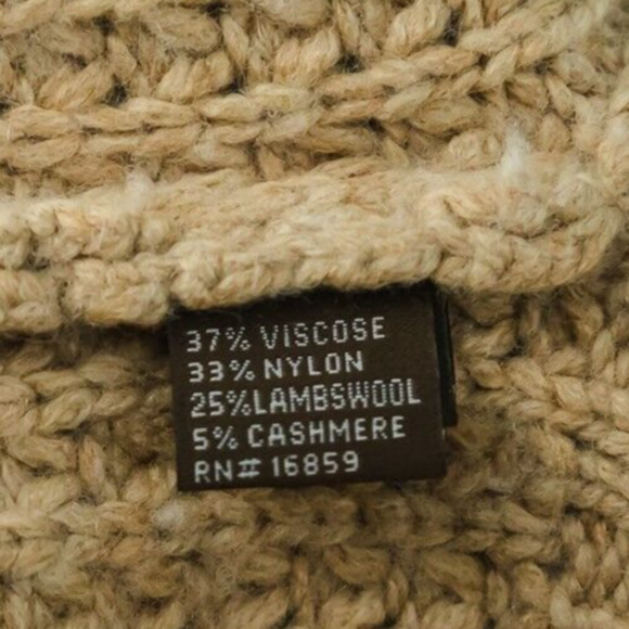 J. McLaughlin Size Medium M Beige Turleneck Waffle Knit Wool Cashmere Sweater - Picture 5 of 7